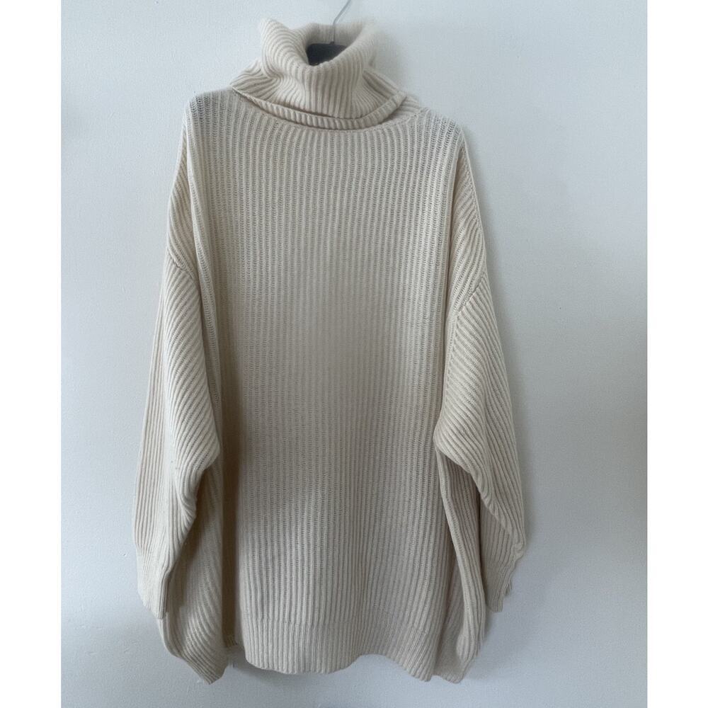 BRODIE Giant Oversized Cashmere Turtleneck Sweater Ivory Cream Size S/M